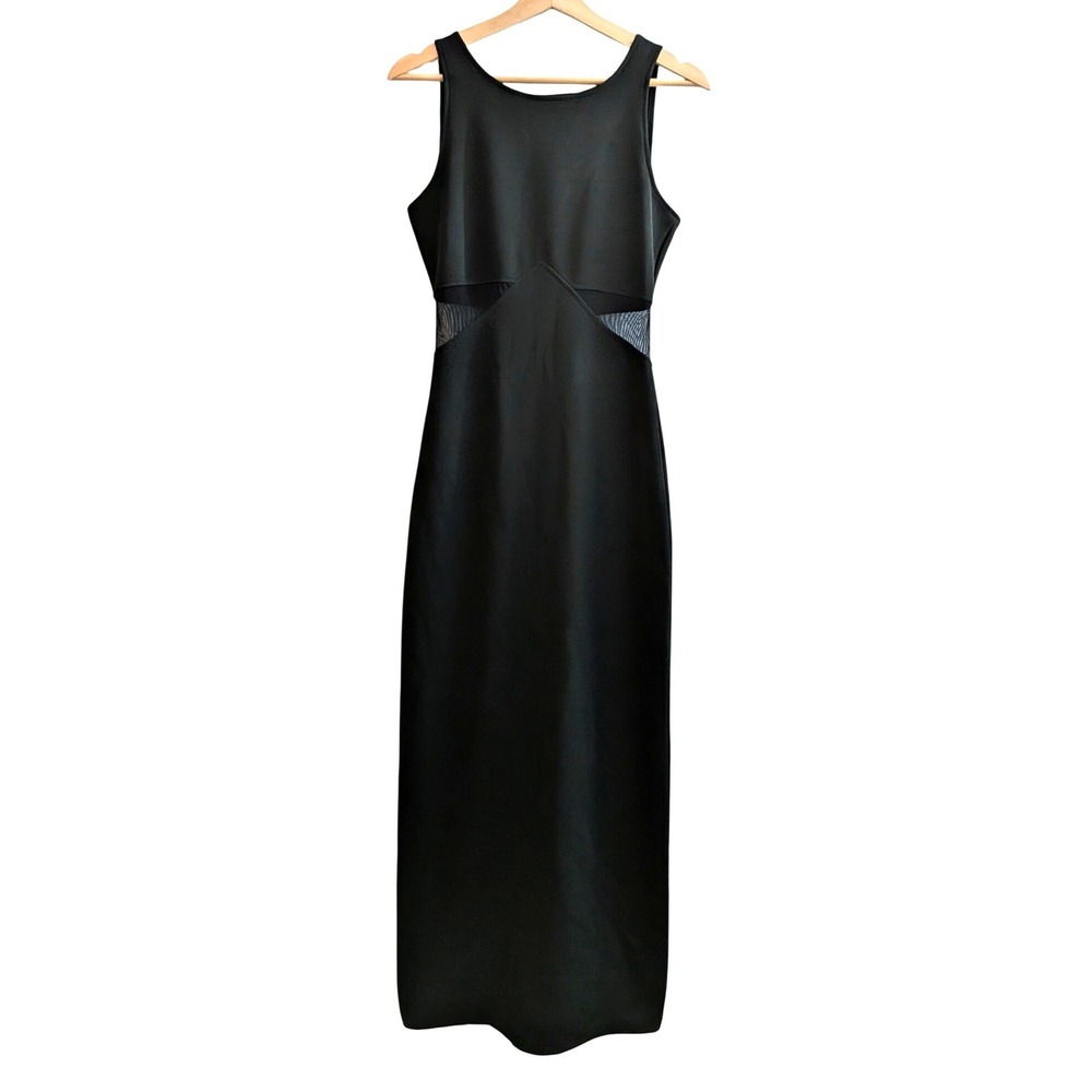 Vintage 90s All That Jazz Black Mesh Cutout Maxi Dress Bodycon Goth Prom M